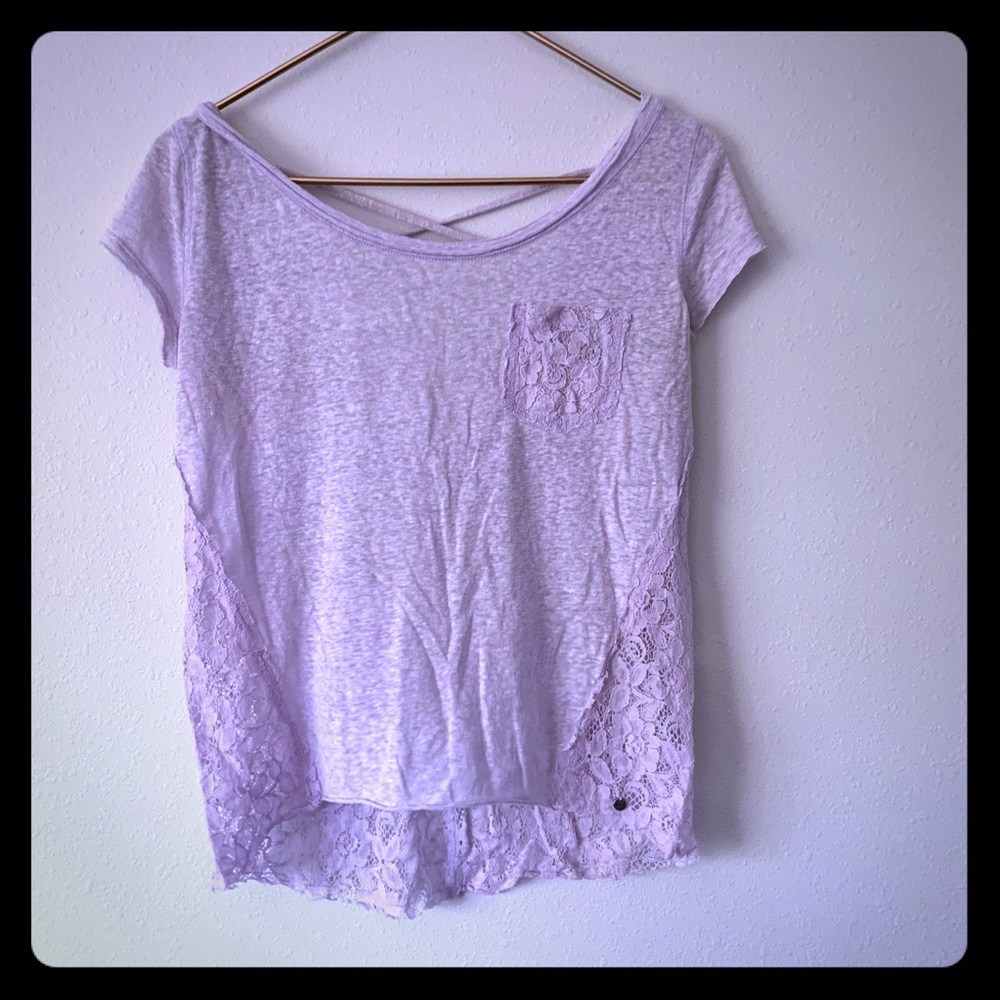 Purple lace cut out back shirt Abercrombie n Fitch